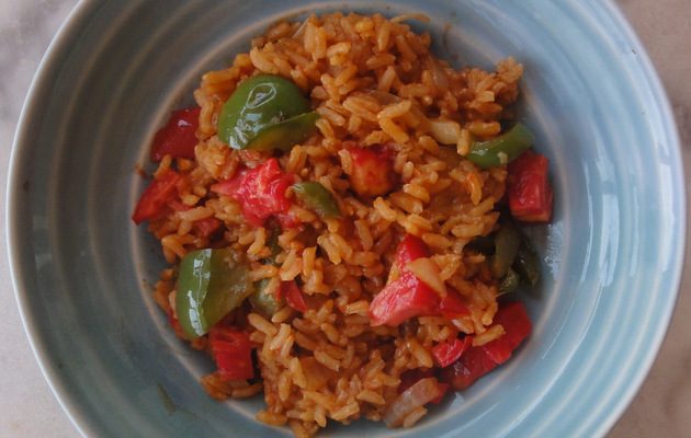 Spanish rice is a traditional, somewhat spicy side dish found